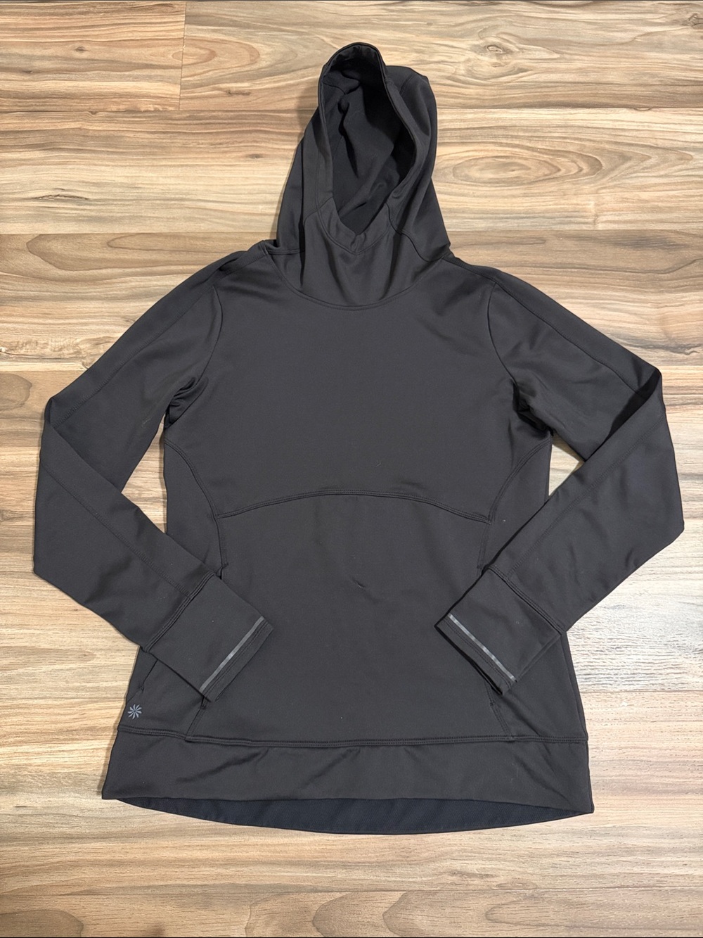Athleta Women's Stowe Hoodie 2.0 Black Size M Athletic Thumbholes Pockets